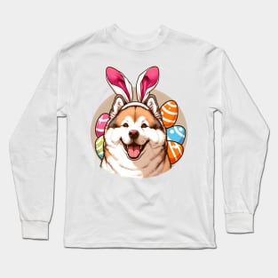 Kishu Ken Wears Bunny Ears for Easter Fun Long Sleeve T-Shirt